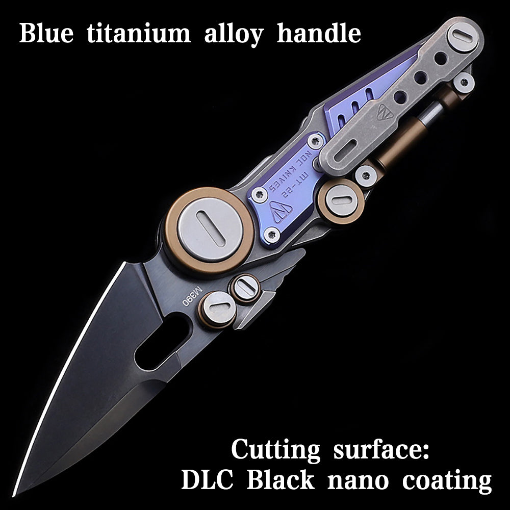 NOC MT22 Mini S08 Folding Knife M390 Blade Tactical Camping Cutter Pocket Outdoor Fishing Kitchen Titanium Alloy Handle EDC Tool
