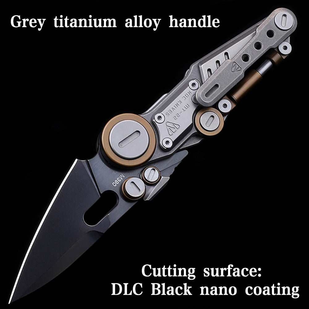 NOC MT22 Mini S08 Folding Knife M390 Blade Tactical Camping Cutter Pocket Outdoor Fishing Kitchen Titanium Alloy Handle EDC Tool