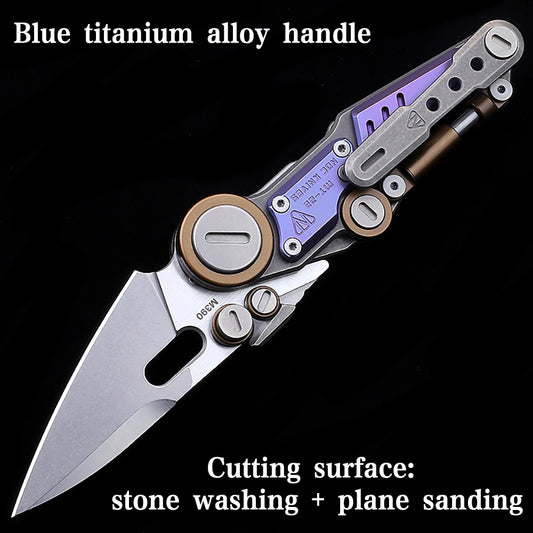 NOC MT22 Mini S08 Folding Knife M390 Blade Tactical Camping Cutter Pocket Outdoor Fishing Kitchen Titanium Alloy Handle EDC Tool