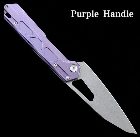 NOC Folding Knife Tactical Camping Cutter Pocket Outdoor Fishing Kitchen Titanium Alloy Handle EDC Tool