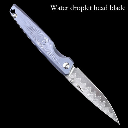 Damascus Folding Knife Outdoor Camping EDC Survival Knife Titanium Handle Pocket Knives