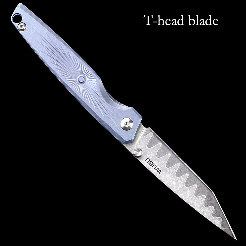 Damascus Folding Knife Outdoor Camping EDC Survival Knife Titanium Handle Pocket Knives