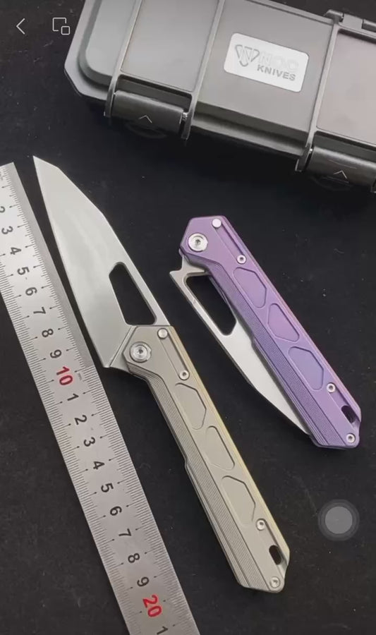 NOC Folding Knife Tactical Camping Cutter Pocket Outdoor Fishing Kitchen Titanium Alloy Handle EDC Tool